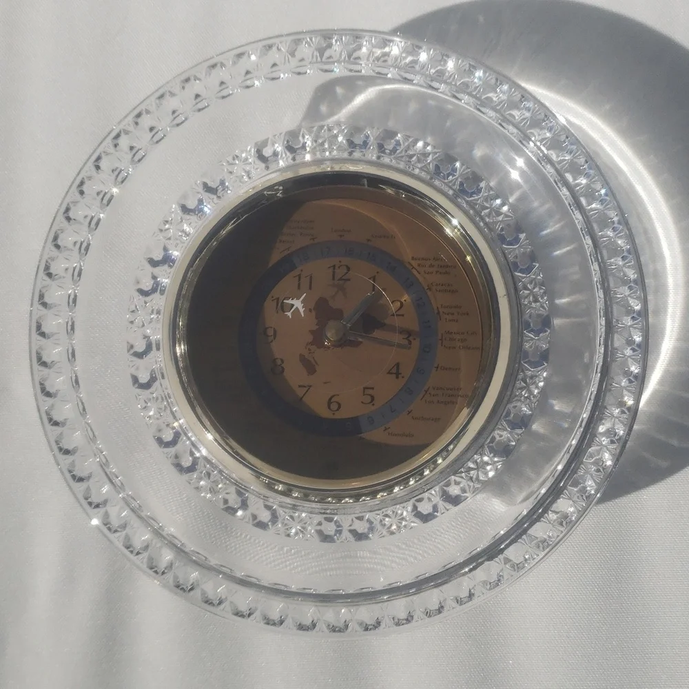 Crystal World Clock with Gold Accents